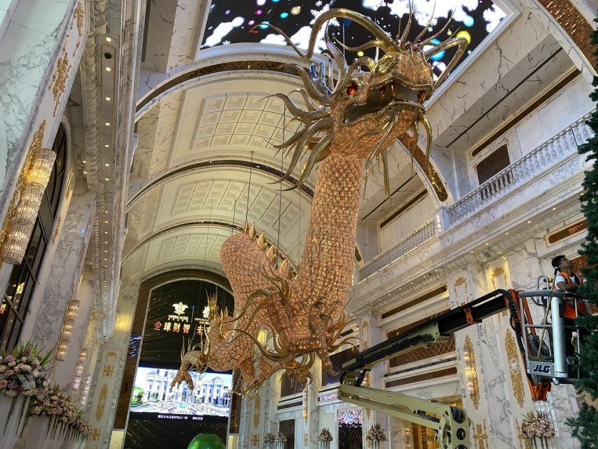 The lobby of the Imperial Palace casino resort in Saipan